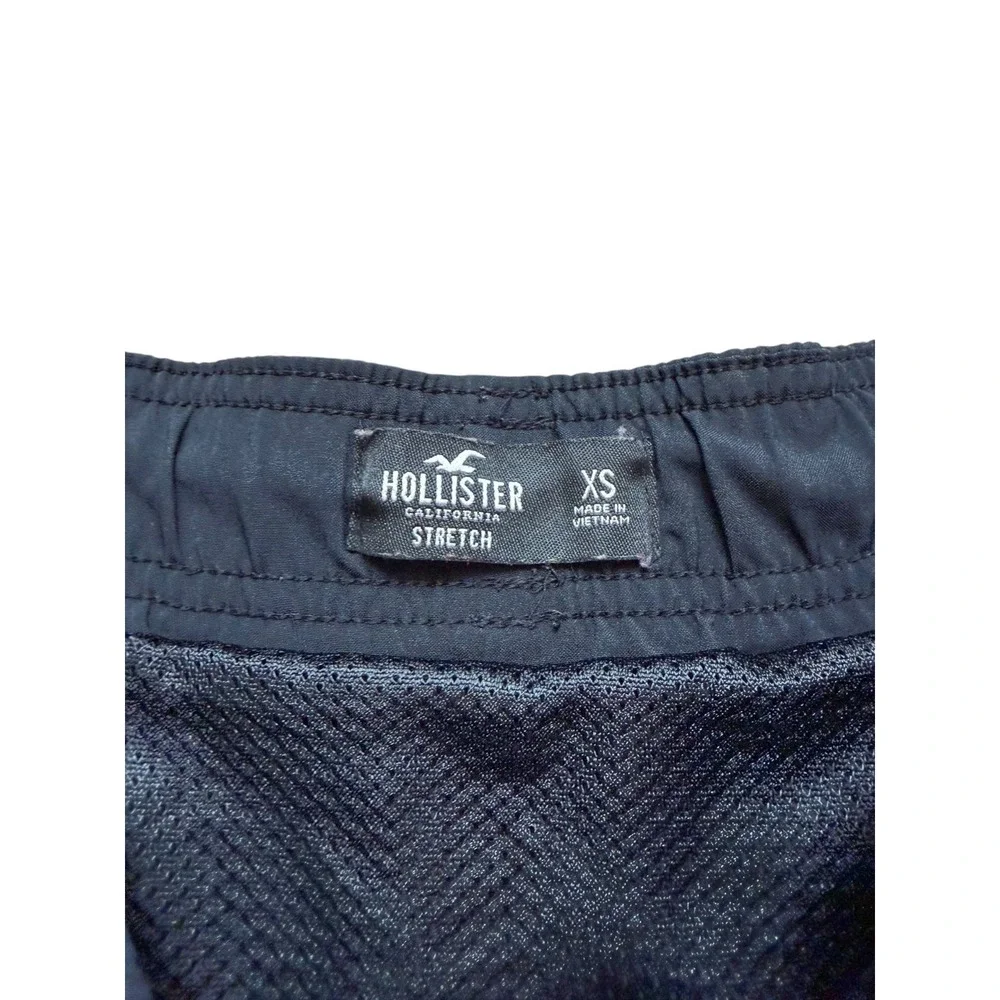 Hollister Mens Black Logo Swim Trunks Stretch Mesh Lined Shorts XS 5 Inseam